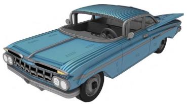 Chevrolet Impala 1959 als 3D Großmodell aus Holz, Holzmodell - Zeichnung